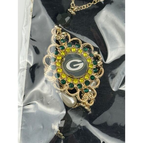 NFL Women's Baroque Team Earring & Necklace Set Green Bay Packers Yellow One Sz - Picture 4 of 4